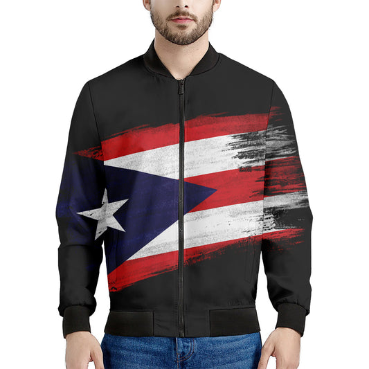 Flag Of Puerto Rico Print Men's Bomber Jacket