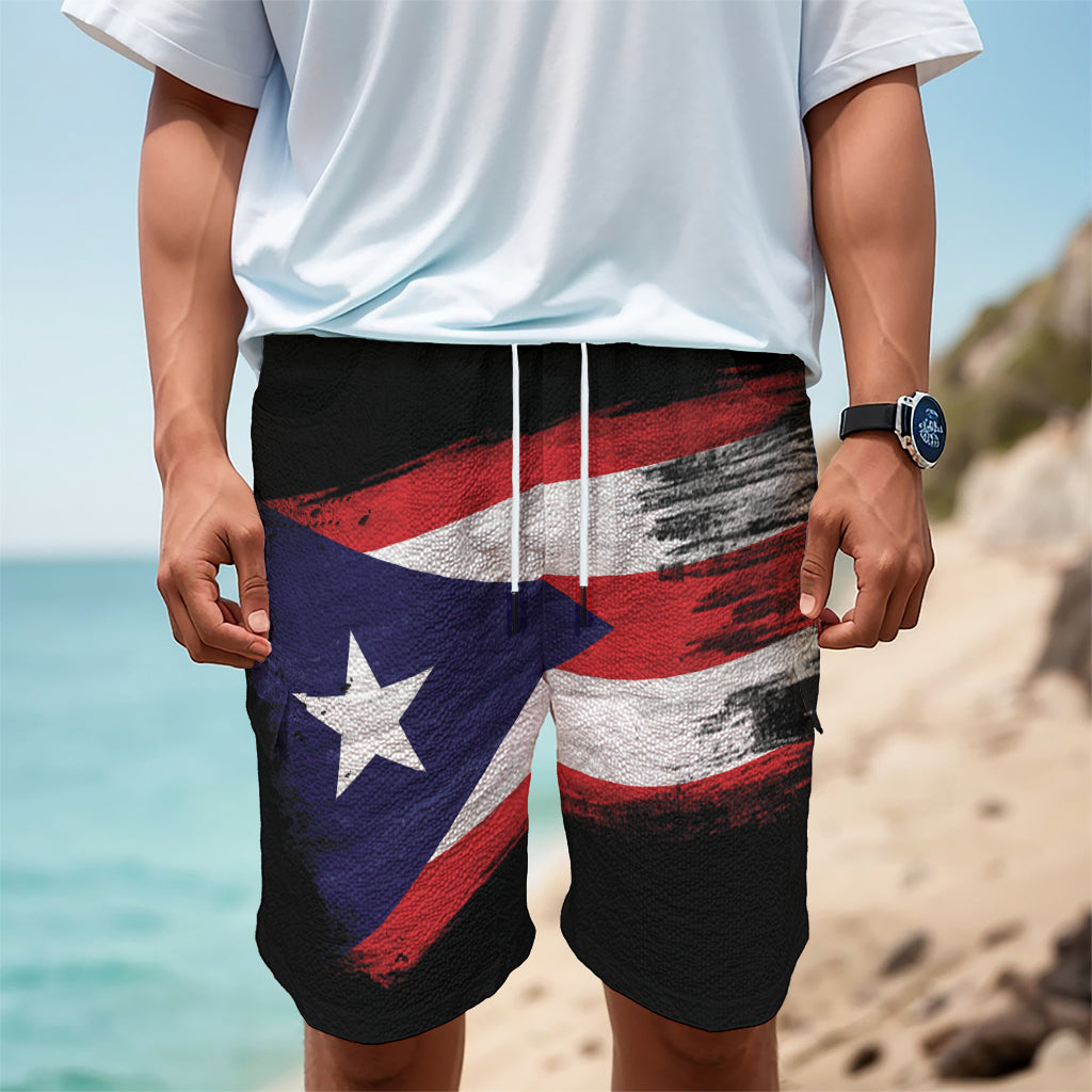 Flag Of Puerto Rico Print Men's Cargo Shorts