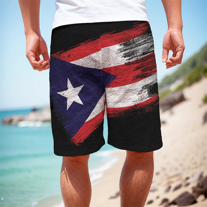 Flag Of Puerto Rico Print Men's Cargo Shorts