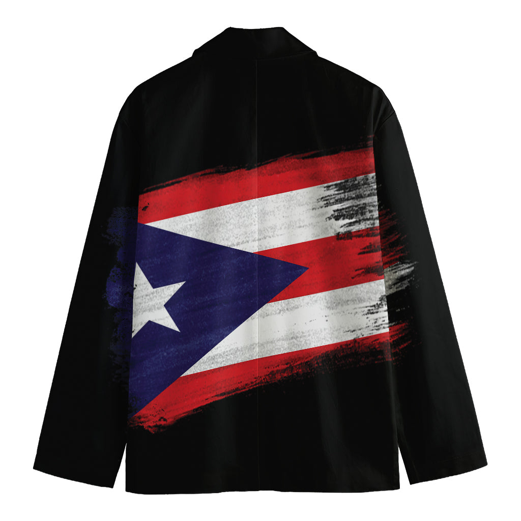 Flag Of Puerto Rico Print Men's Cotton Blazer