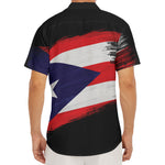 Flag Of Puerto Rico Print Men's Deep V-Neck Shirt