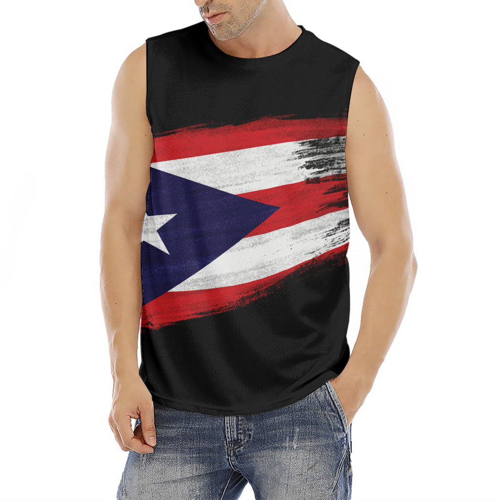 Flag Of Puerto Rico Print Men's Fitness Tank Top