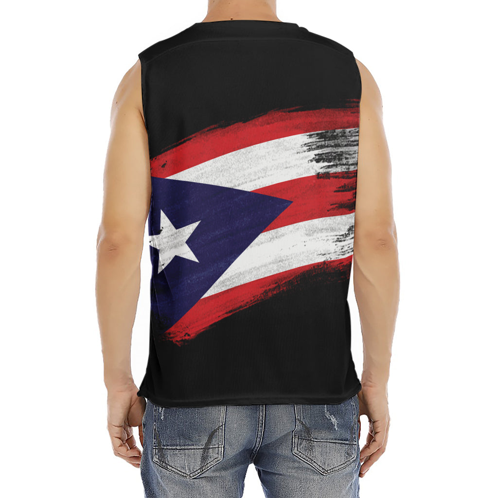 Flag Of Puerto Rico Print Men's Fitness Tank Top