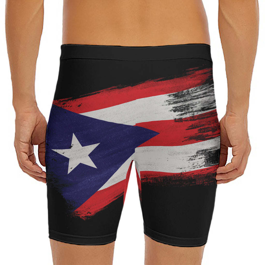 Flag Of Puerto Rico Print Men's Long Boxer Briefs