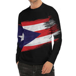Flag Of Puerto Rico Print Men's Long Sleeve Rash Guard