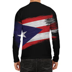 Flag Of Puerto Rico Print Men's Long Sleeve Rash Guard