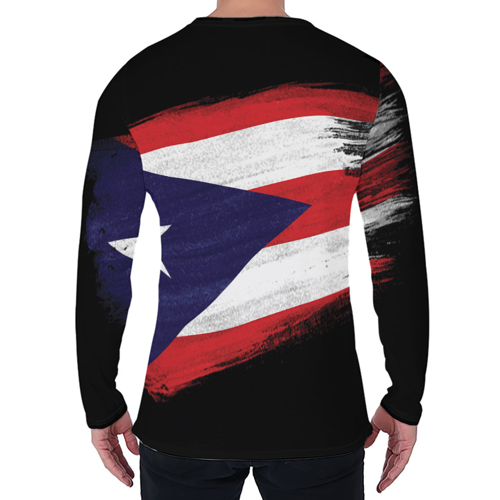 Flag Of Puerto Rico Print Men's Long Sleeve T-Shirt