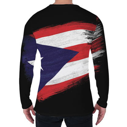 Flag Of Puerto Rico Print Men's Long Sleeve T-Shirt