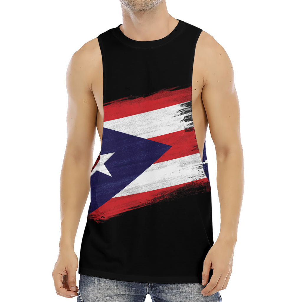 Flag Of Puerto Rico Print Men's Muscle Tank Top