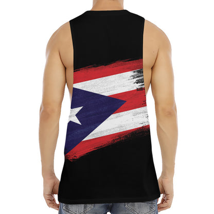 Flag Of Puerto Rico Print Men's Muscle Tank Top