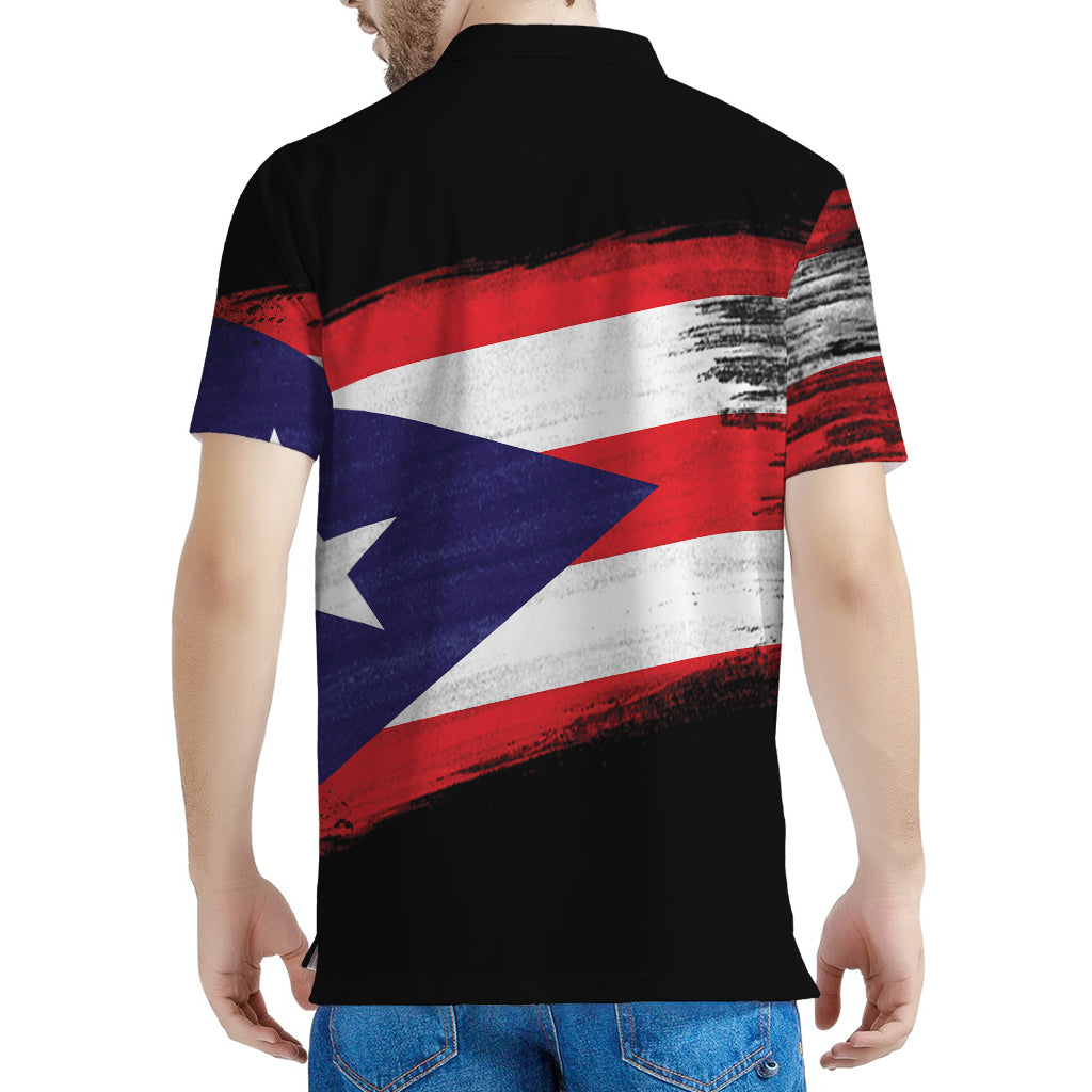 Flag Of Puerto Rico Print Men's Polo Shirt