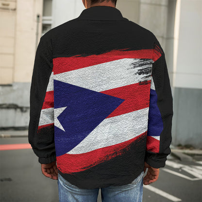 Flag Of Puerto Rico Print Men's Shirt Jacket