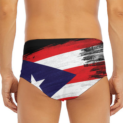 Flag Of Puerto Rico Print Men's Triangle Swim Briefs