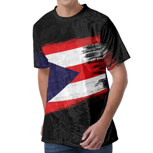 Flag Of Puerto Rico Print Men's Velvet T-Shirt