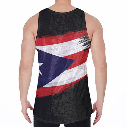 Flag Of Puerto Rico Print Men's Velvet Tank Top