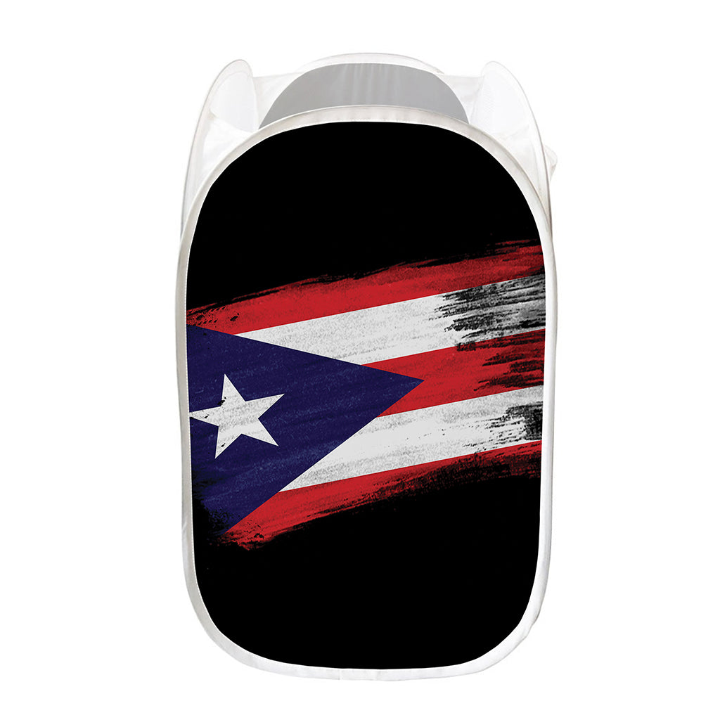 Flag Of Puerto Rico Print Mesh Laundry Hamper