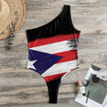 Flag Of Puerto Rico Print One Shoulder Bodysuit