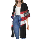 Flag Of Puerto Rico Print Open Front Beach Cover Up