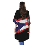 Flag Of Puerto Rico Print Open Front Beach Cover Up
