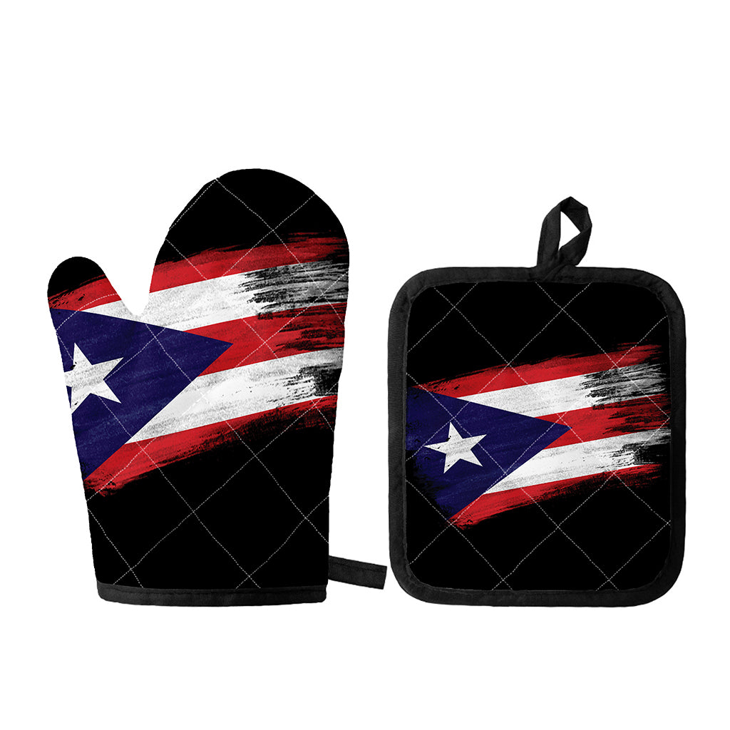 Flag Of Puerto Rico Print Oven Mitt And Pot Holder Set