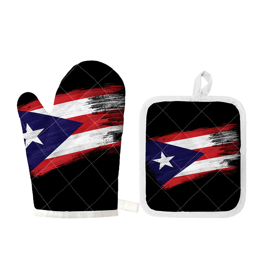 Flag Of Puerto Rico Print Oven Mitt And Pot Holder Set