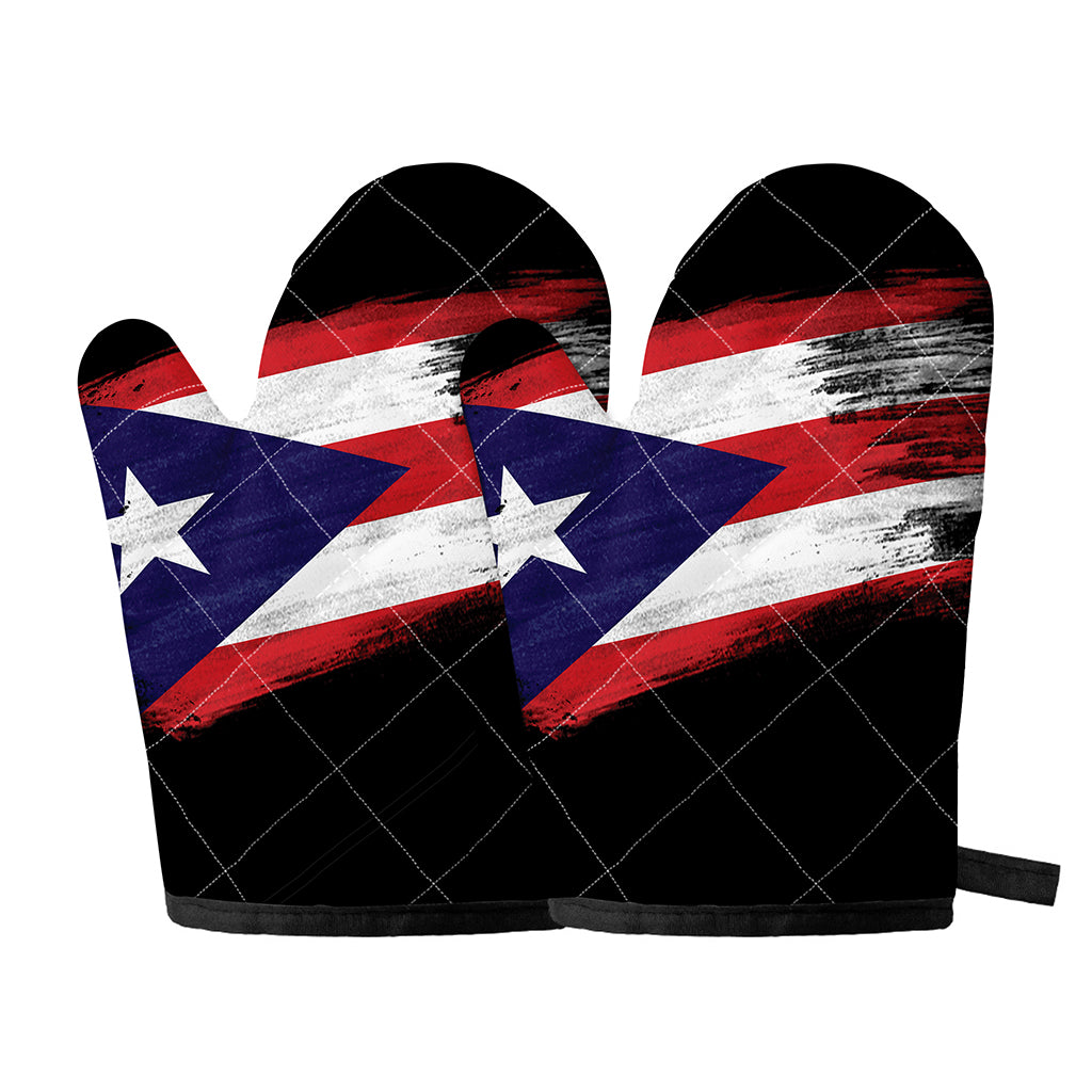 Flag Of Puerto Rico Print Oven Mitts