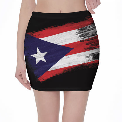 Flag Of Puerto Rico Print Pencil Mini Skirt