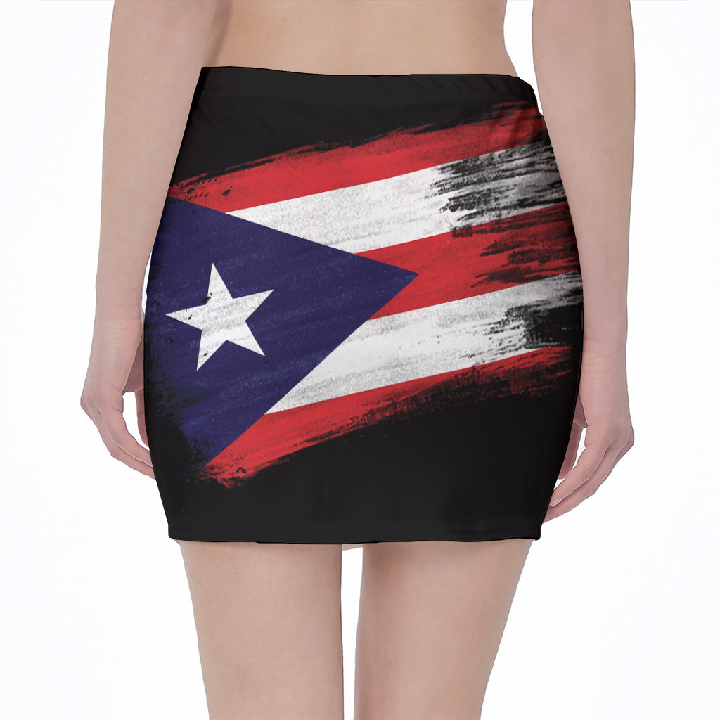 Flag Of Puerto Rico Print Pencil Mini Skirt