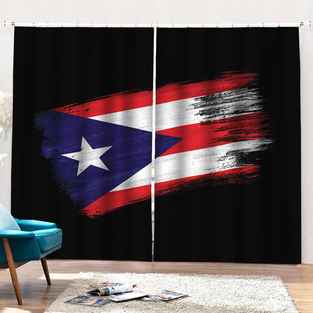 Flag Of Puerto Rico Print Pencil Pleat Curtains