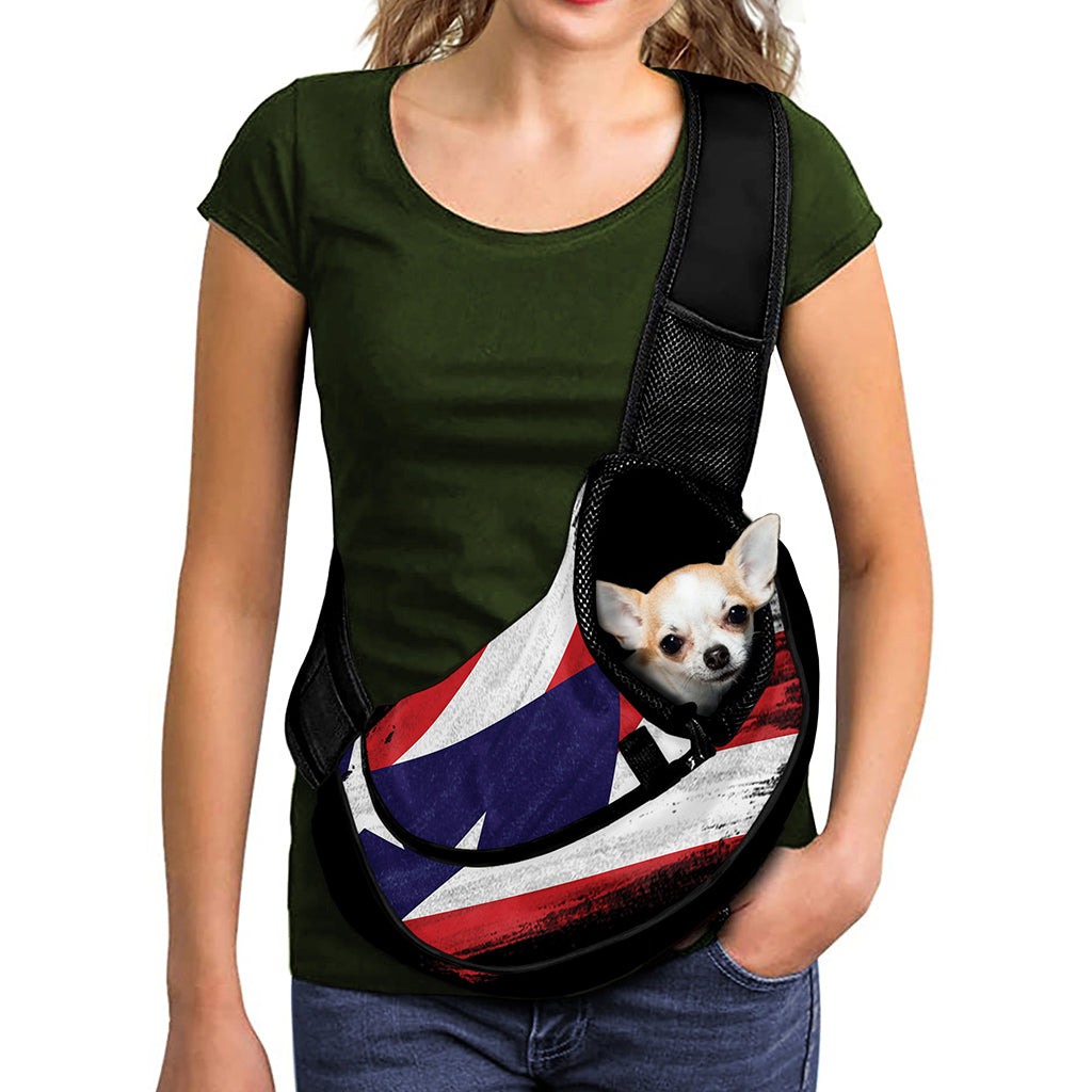Flag Of Puerto Rico Print Pet Sling Carrier