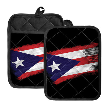 Flag Of Puerto Rico Print Pot Holders With Pocket