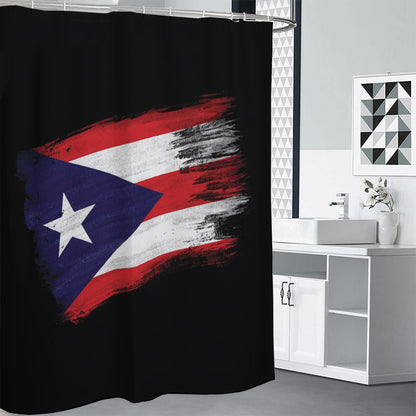 Flag Of Puerto Rico Print Premium Shower Curtain