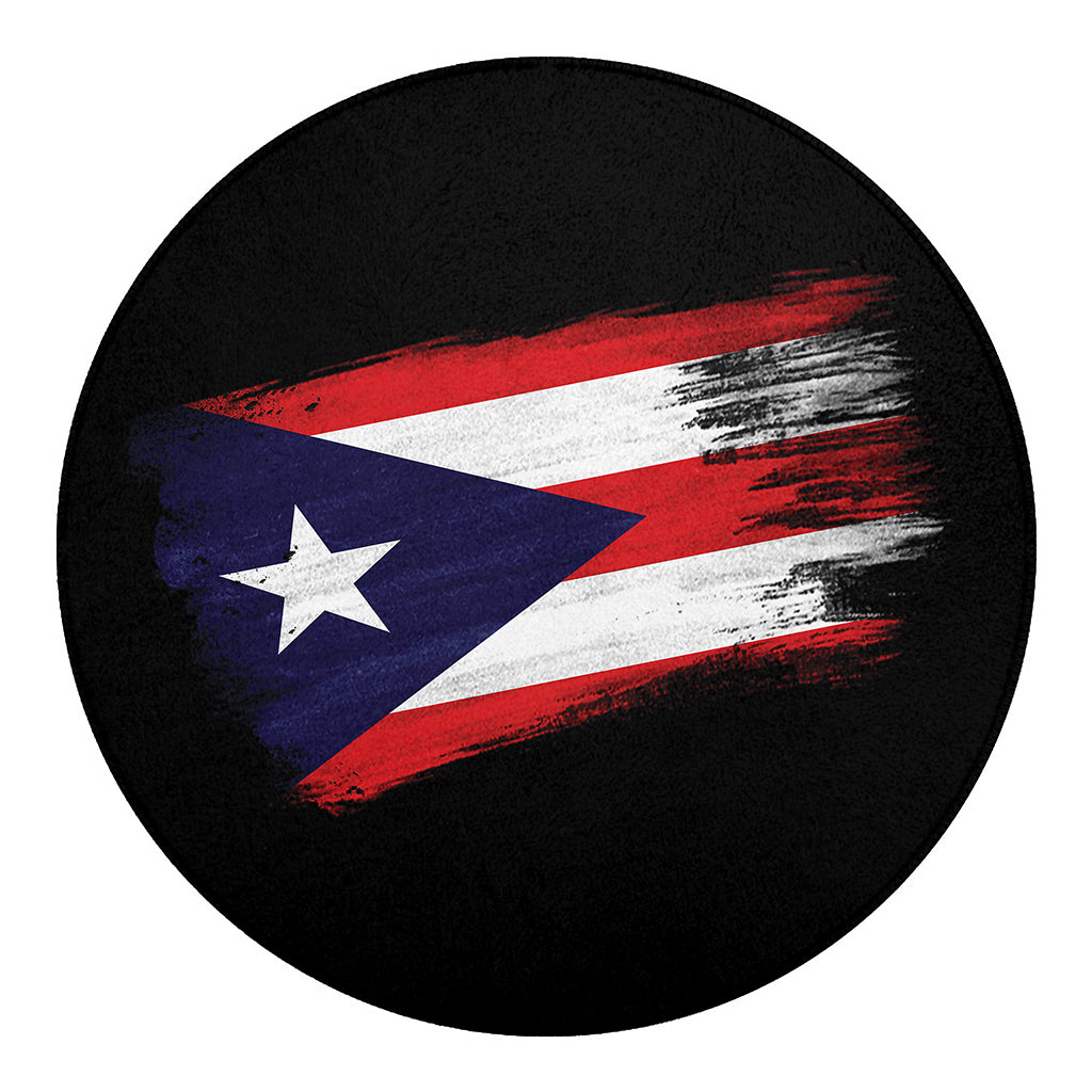 Flag Of Puerto Rico Print Round Blanket