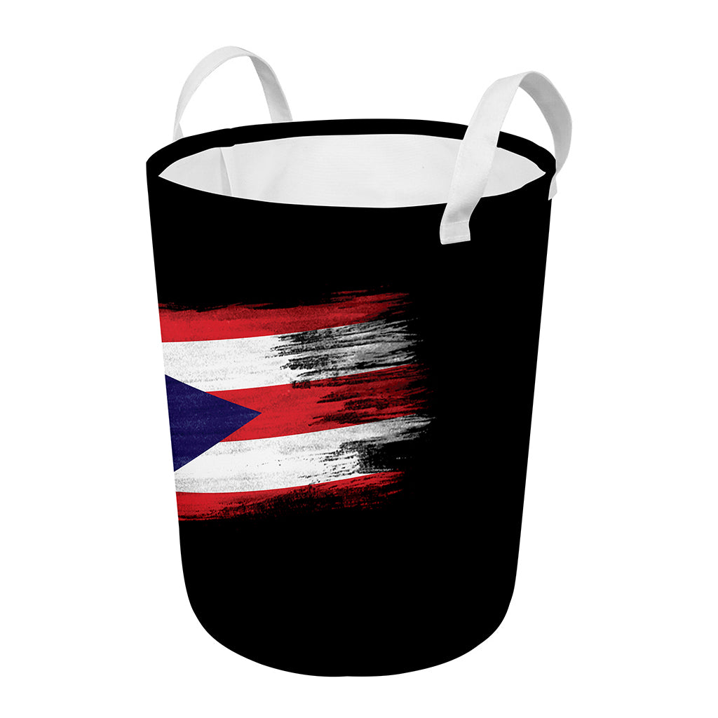 Flag Of Puerto Rico Print Round Laundry Basket