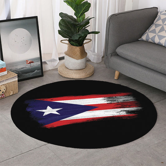 Flag Of Puerto Rico Print Round Rug