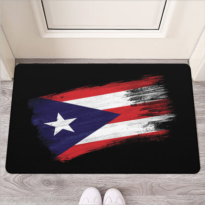 Flag Of Puerto Rico Print Rubber Doormat
