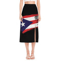 Flag Of Puerto Rico Print Side Slit Midi Skirt