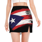 Flag Of Puerto Rico Print Side Slit Mini Skirt