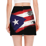 Flag Of Puerto Rico Print Side Slit Mini Skirt