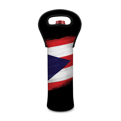 Flag Of Puerto Rico Print Single Neoprene Wine Tote