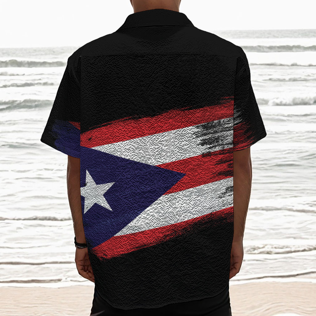 Flag Of Puerto Rico Print Textured Short Sleeve Shirt