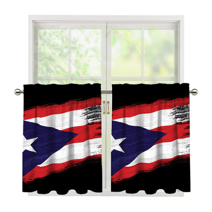 Flag Of Puerto Rico Print Tier Curtains