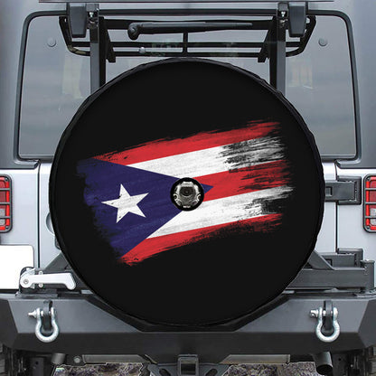 Flag Of Puerto Rico Print Tire Cover With Camera Hole