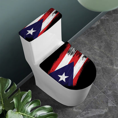 Flag Of Puerto Rico Print Toilet Lid And Tank Cover Set