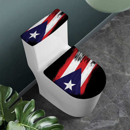 Flag Of Puerto Rico Print Toilet Lid And Tank Cover Set