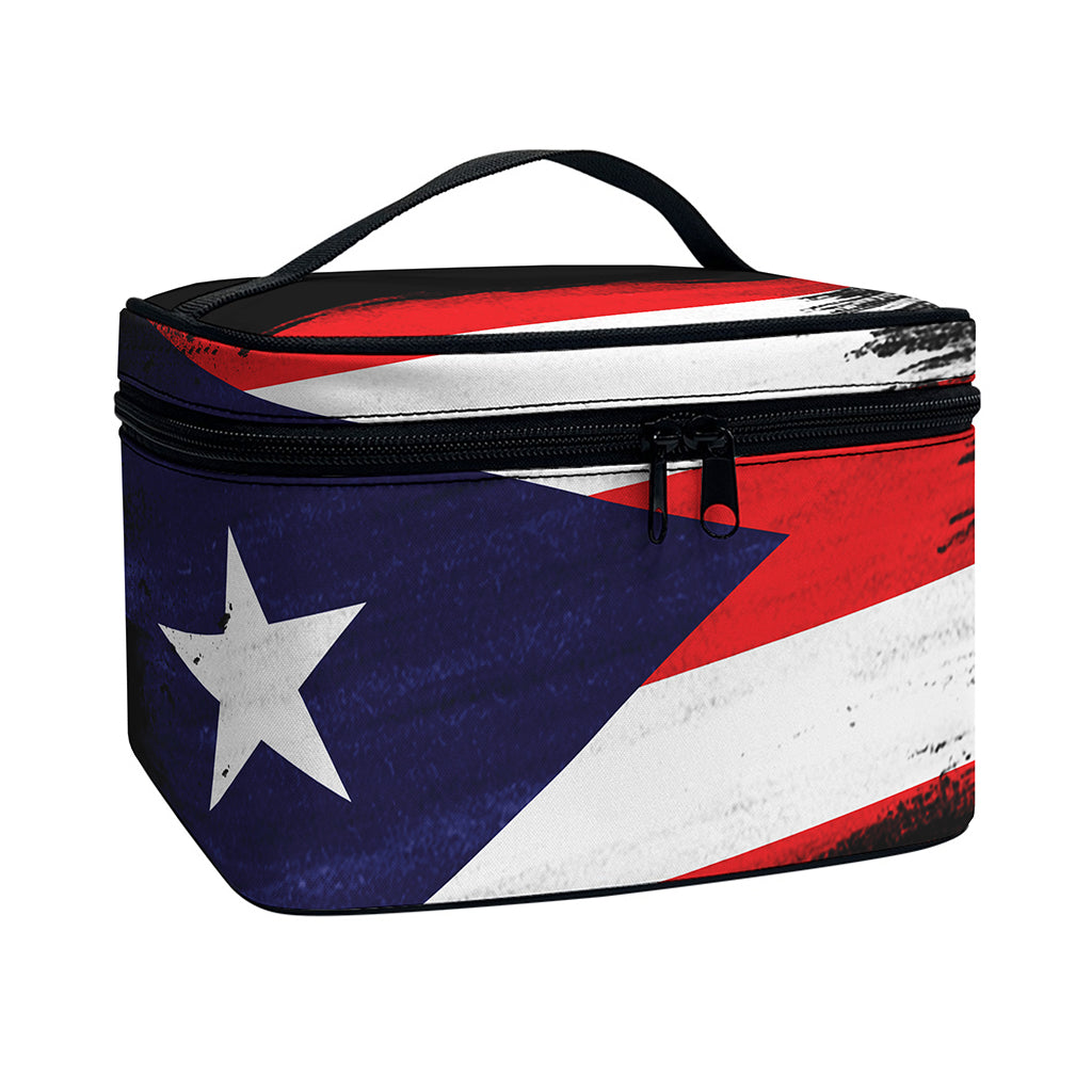 Flag Of Puerto Rico Print Travel Makeup Bag