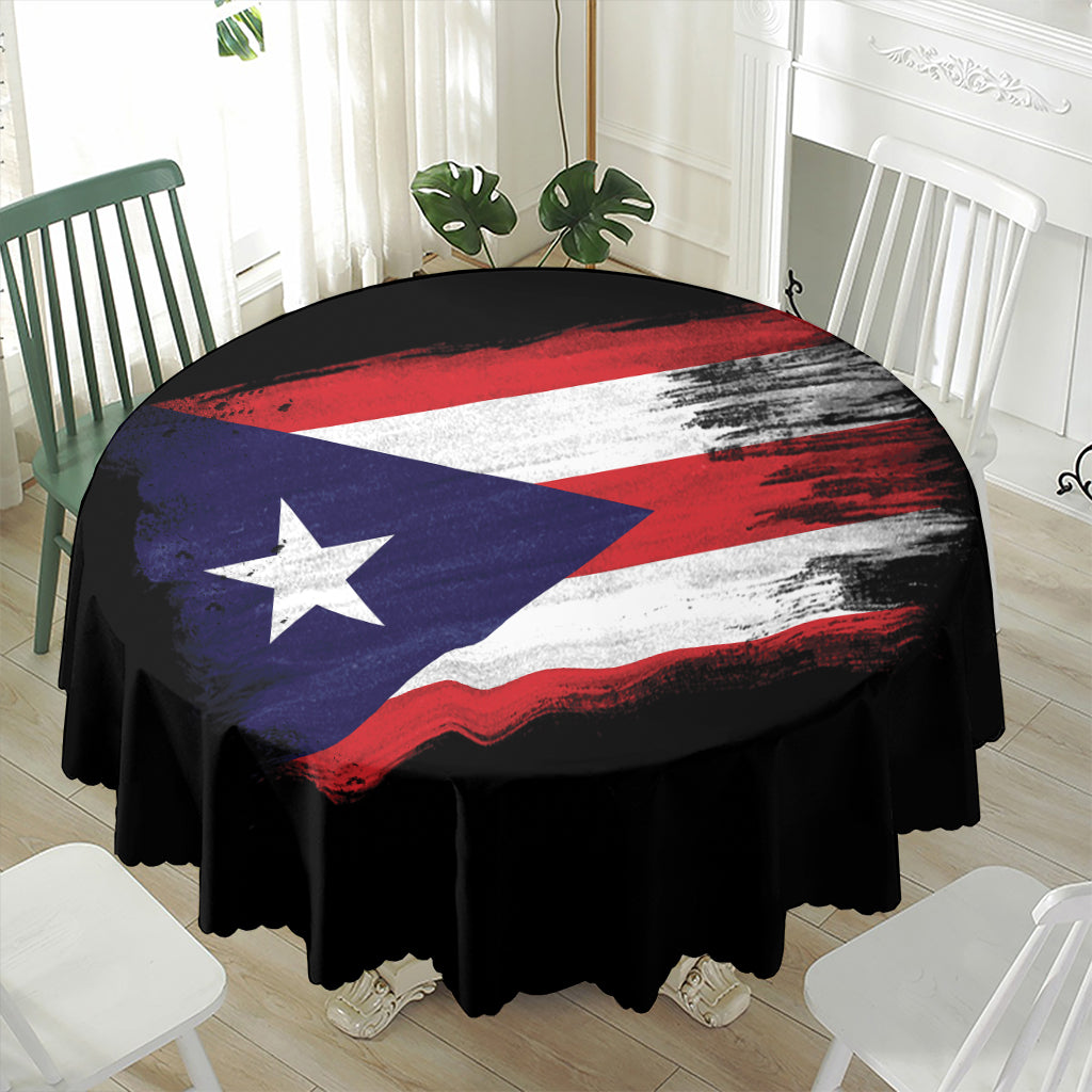 Flag Of Puerto Rico Print Waterproof Round Tablecloth