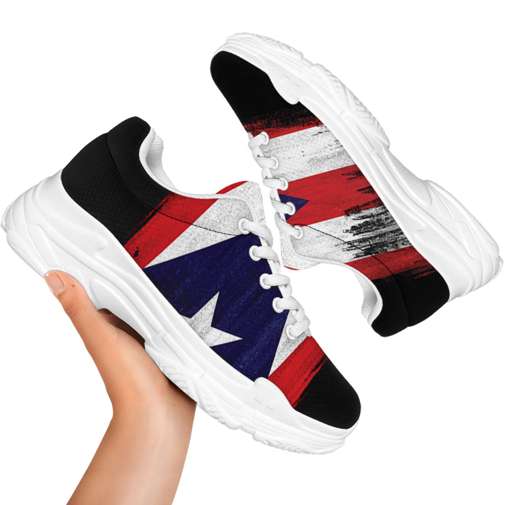 Flag Of Puerto Rico Print White Chunky Shoes