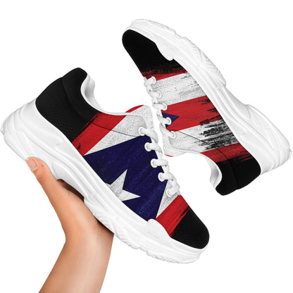 Flag Of Puerto Rico Print White Chunky Shoes