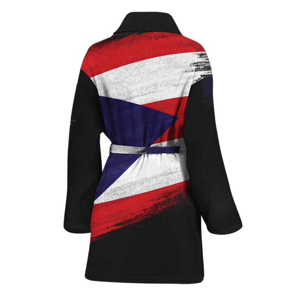 Flag Of Puerto Rico Print Women's Bathrobe